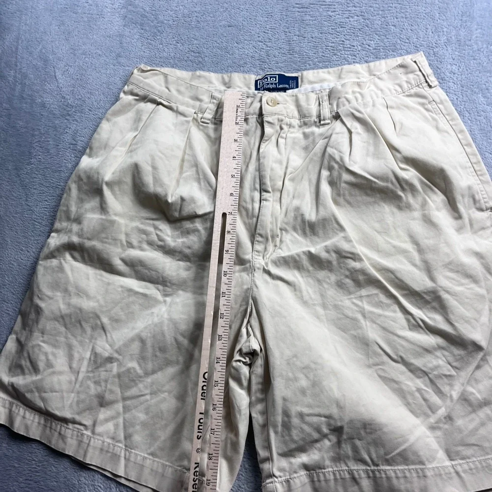 Polo Ralph Lauren Tyler‎ Short Mens 36 Tan Khaki Pleated Chino Cotton 100%